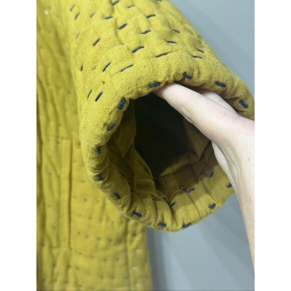 NWOT Neeru Kumar Rossi Quilted & Stitch Mustard Yellow Jacket Cardigan Women's L - Picture 3 of 11
